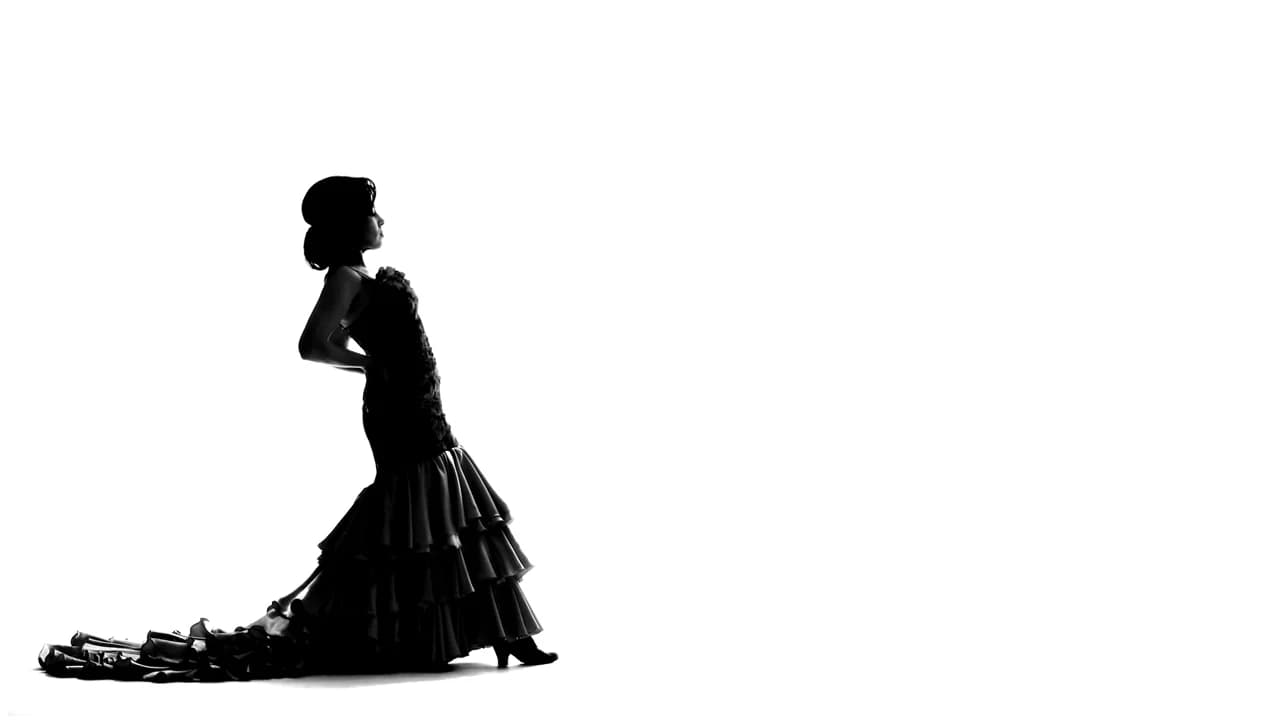 Silueta de una bailaora de flamenco con bata de cola